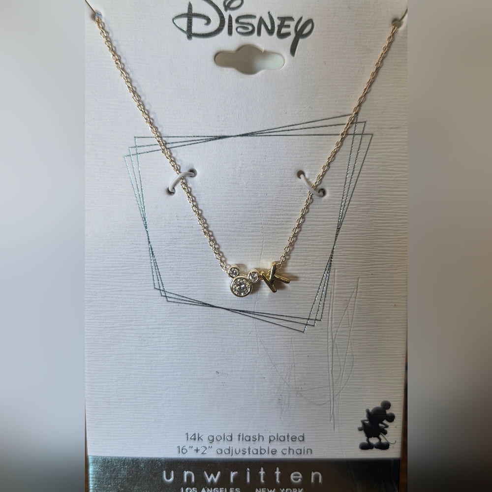 Disney Unwritten 14K Gold Flash Plated K initial Necklace